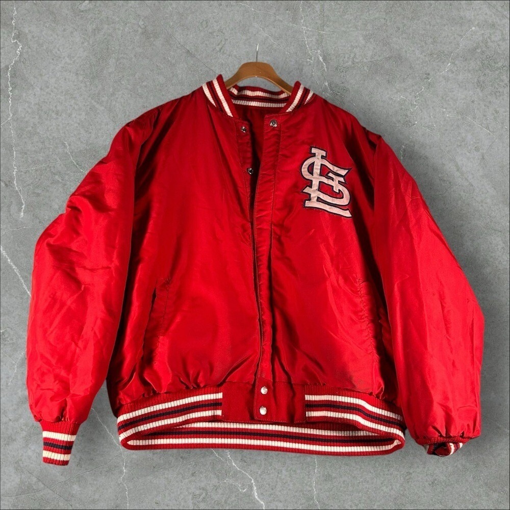 VTG St Louis Cardinals Jacket Mens XL Red Wool Bomber Reversible Jeff Hamilton - Picture 2 of 13